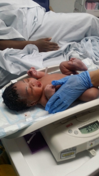 A new born baby in a hospital crib