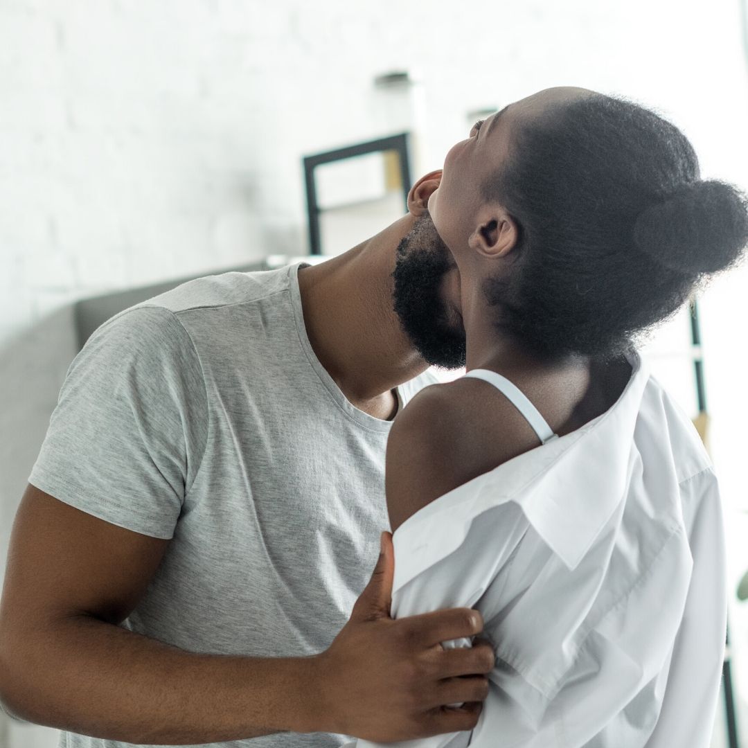 A couple embracing